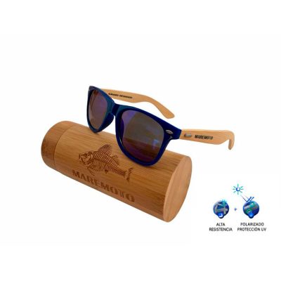 Gafas de madera bambú azul